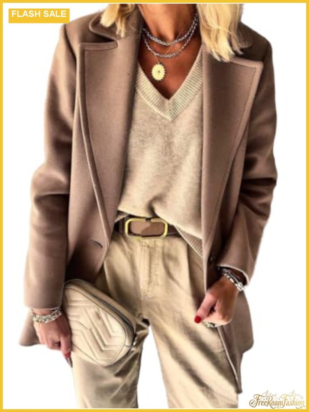 Womens Wool Blend Blazer One Button Notch Lapel Business Casual Jacket